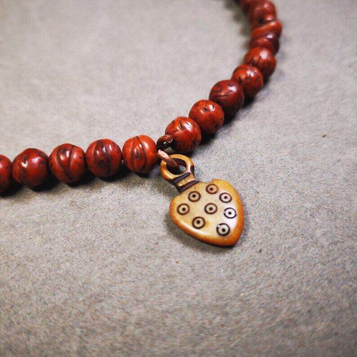 Yak Bone Carved Mantra Dot Prayer Bead Pendant - Tibetan Buddhist art, view 4
