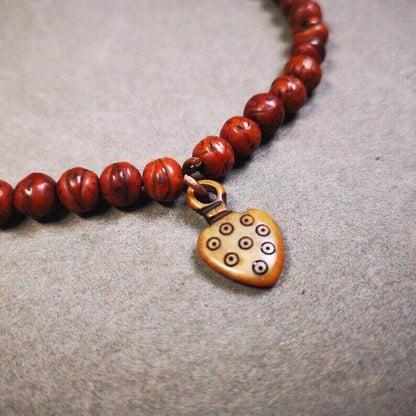 Yak Bone Carved Mantra Dot Prayer Bead Pendant - Tibetan Buddhist art, view 4