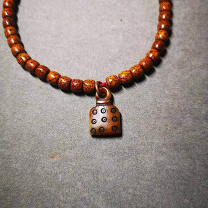 Yak Bone Carved Mantra Dot Prayer Bead Pendant - Tibetan Buddhist art, view 4