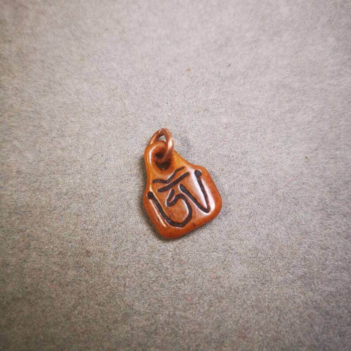 Yak Bone Carved OM Letter Prayer Bead Pendant - Tibetan Buddhist art, view 7