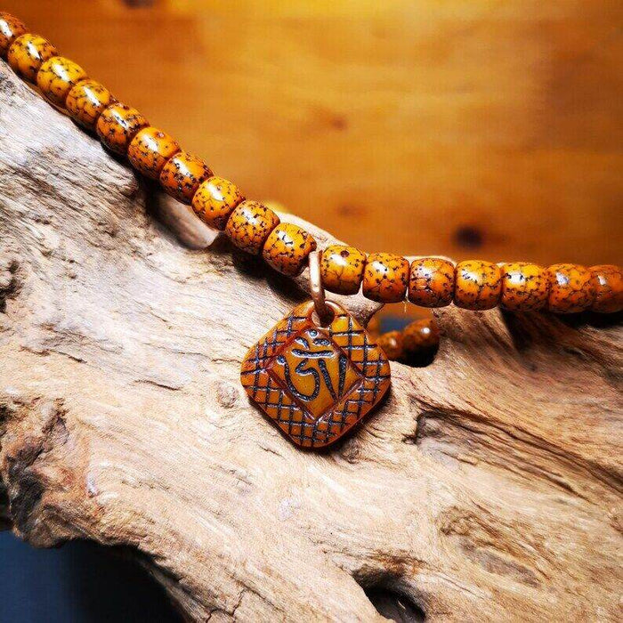 Yak Bone Carved OM Letter Prayer Bead Pendant,Bead Counter Clip Amulet for Mala - Tibetan Buddhist mala beads, view 4