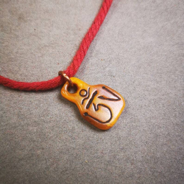 Yak Bone Carved Prayer Bead Pendant 0.98" - Tibetan Buddhist art, view 5