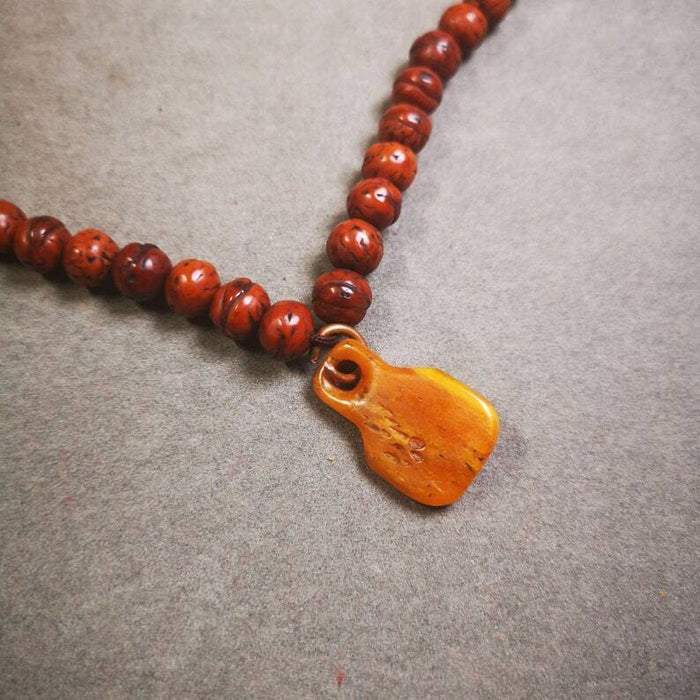 Yak Bone Carved Prayer Bead Pendant 0.98" - Tibetan Buddhist art, view 6