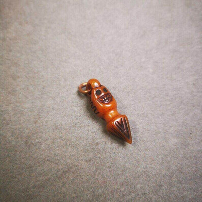 Yak Bone Carved Skull Phurba Amulet, Ritual Implement Pendant - Tibetan Buddhist amulet, view 6
