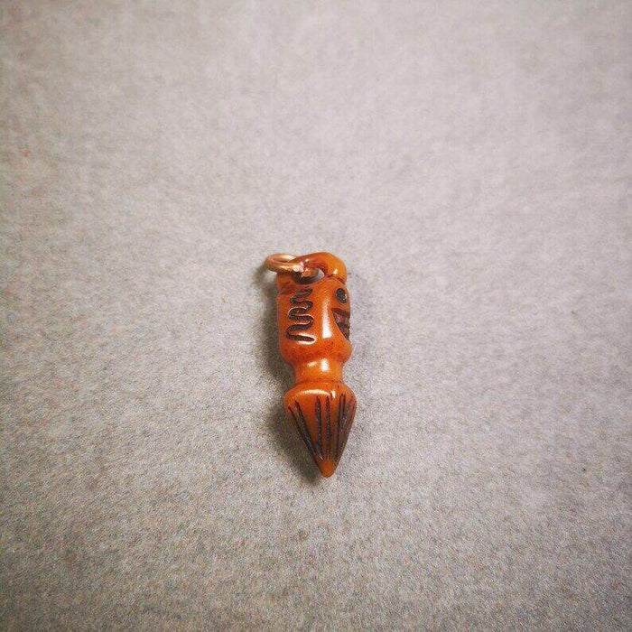 Yak Bone Carved Skull Phurba Amulet, Ritual Implement Pendant - Tibetan Buddhist amulet, view 7