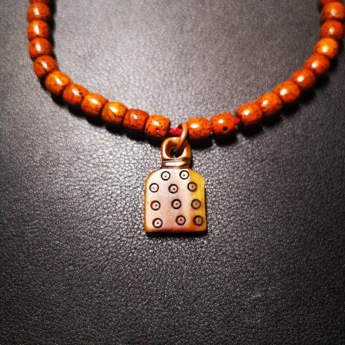 Yak Bone Carved Skull Prayer Bead Pendant - Tibetan Buddhist art, view 4