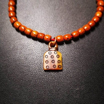 Yak Bone Carved Skull Prayer Bead Pendant - Tibetan Buddhist art, view 4