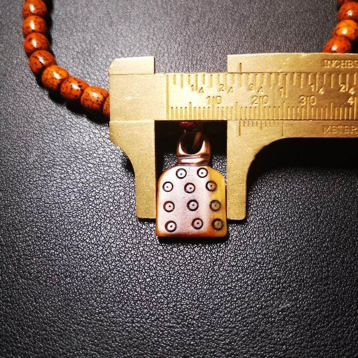 Yak Bone Carved Skull Prayer Bead Pendant - Tibetan Buddhist art, view 5