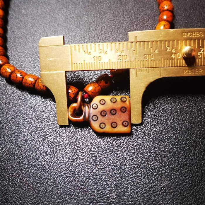 Yak Bone Carved Skull Prayer Bead Pendant - Tibetan Buddhist art, view 6