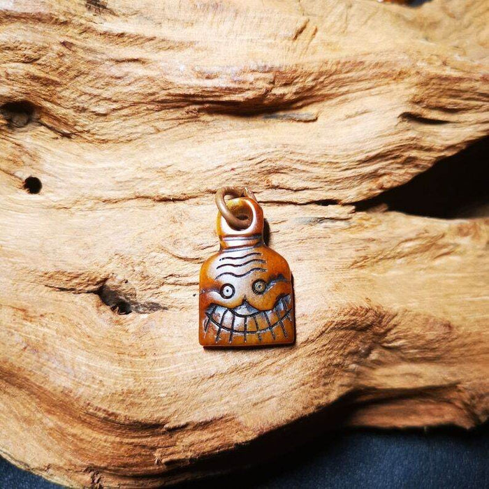 Yak Bone Carved Skull Prayer Bead Pendant - Tibetan Buddhist art, view 8