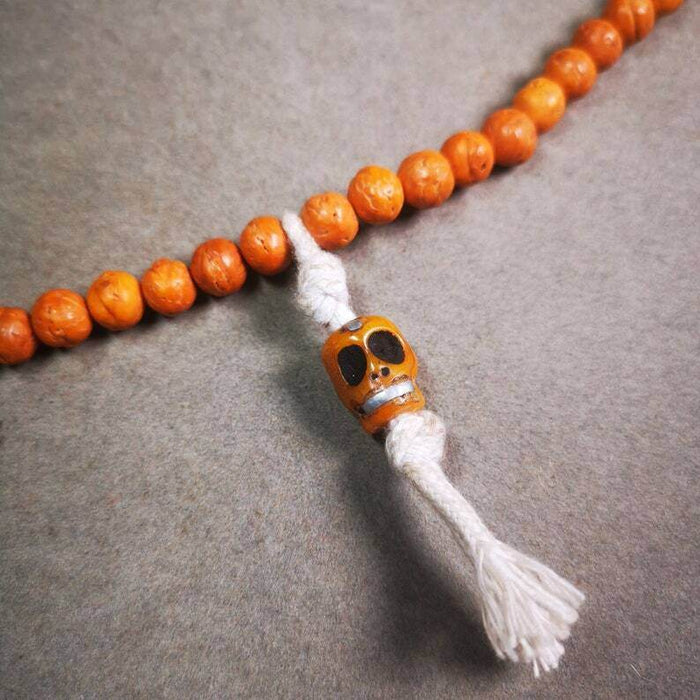 Yak Bone Carved Skull Prayer Bead Pendant,Bead Counter Clip Amulet for Mala - Tibetan Buddhist mala beads, view 4