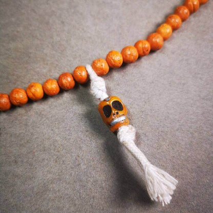 Yak Bone Carved Skull Prayer Bead Pendant,Bead Counter Clip Amulet for Mala - Tibetan Buddhist mala beads, view 4