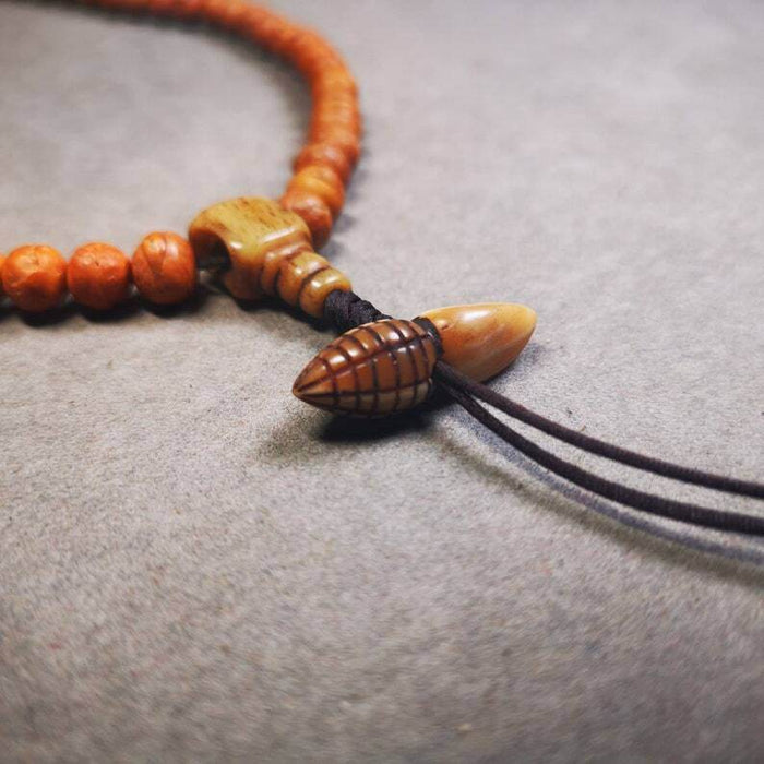Yak Bone Carved Spacer Bead for Mala,Niang La TsaTsa Statue,Stupa Amulet - Tibetan tsa tsa mold, close-up detail