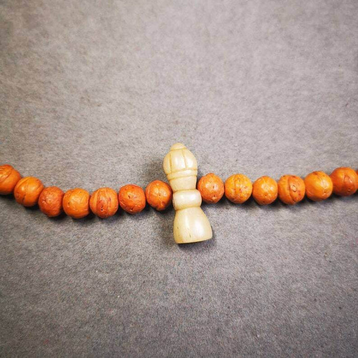 Yak Bone Carved Vajra Bell Amulet Pendant,Spacer Bead for Mala - Tibetan Buddhist mala beads, view 4