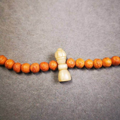 Yak Bone Carved Vajra Bell Amulet Pendant,Spacer Bead for Mala - Tibetan Buddhist mala beads, view 4