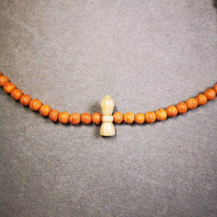 Yak Bone Carved Vajra Bell Amulet Pendant,Spacer Bead for Mala - Tibetan Buddhist mala beads, view 5