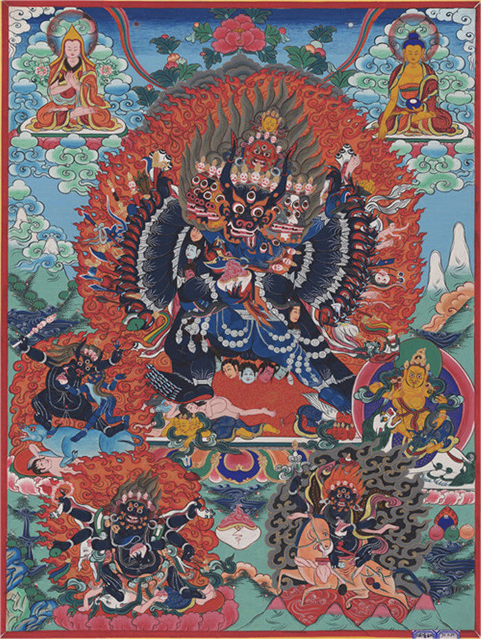Yamantaka \ Vajrabhairava Image - Tibetan thangka painting, front view