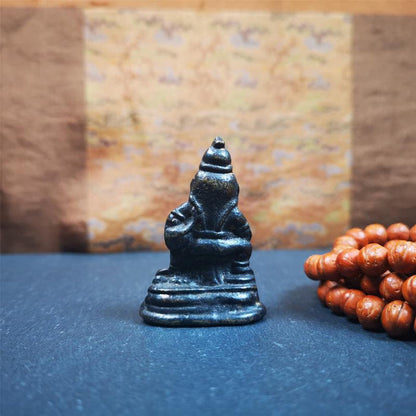 Yellow Jambhala 1.97" - Tibetan Buddhist statue, view 7