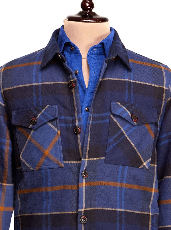 z3 Green Check Tailored Fit Casual Cotton Shacket